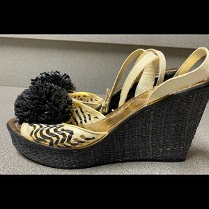 Kate spade Pom Pom wedge sandals